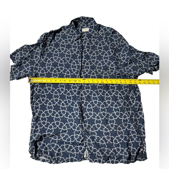 Brioni Button Down Shirt Men’s Medium 100% Rayon Blue Geo Print Luxury Deisgner - Picture 4 of 9